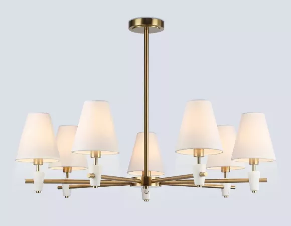 Люстра на штанге Ambrella Light High Light Ceramo Classic LH75045, Латунь, Белый, Металл Люстра на штанге Ambrella Light High Light Ceramo Classic LH75045, Латунь, Белый, Металл