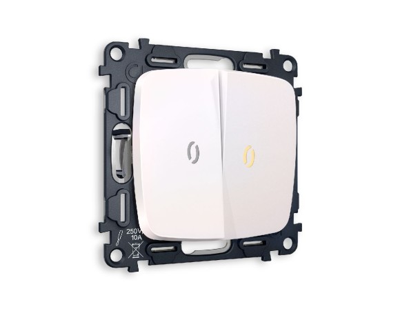 Комплект механизма 2-кл выключателя с подсветкой Ambrella Volt Omega MO204010