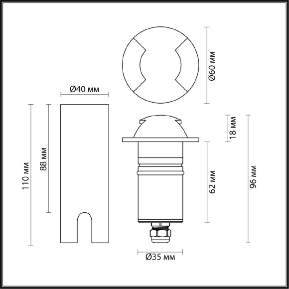 Грунтовый светильник Odeon Light Wald 6662/2GL, Черный, Нейтральный белый, Металл Грунтовый светильник Odeon Light Wald 6662/2GL, Черный, Нейтральный белый, Металл