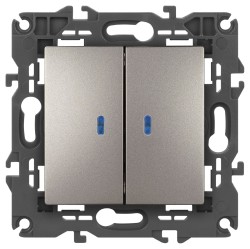 Выключатель двойной с подсветкой Эра Elegance 14-1105-16 Б0065789