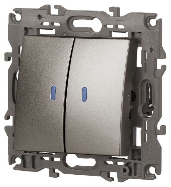 Выключатель двойной с подсветкой Эра Elegance 14-1105-16 Б0065789