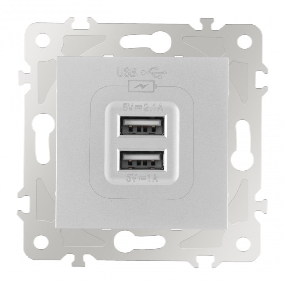 Розетка USB 2.1А+1А Arte Milano 203.46-1.silver