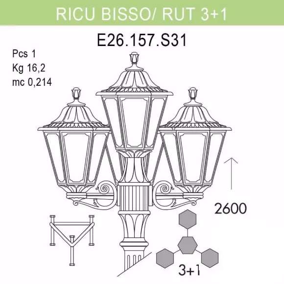 Уличный фонарь Fumagalli Ricu Bisso/Rut E26.157.S31.WXF1R Уличный фонарь Fumagalli Ricu Bisso/Rut E26.157.S31.WXF1R