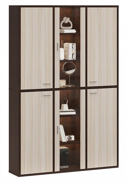 Шкаф-витрина Домино СУ(ш3в2)+4ФГ+2ФС MER_SUsh3v2-4FG-2FS-VK-venge-karamel