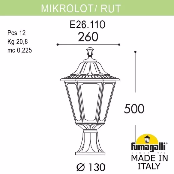 Ландшафтный светильник Fumagalli MIKROLOT/RUT E26.110.000.BYE27, Бронза, Белый, Полимер Ландшафтный светильник Fumagalli MIKROLOT/RUT E26.110.000.BYE27, Бронза, Белый, Полимер