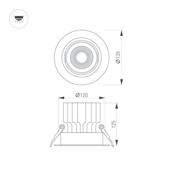 Встраиваемый светильник Arlight MS-VORTEX-BUILT-R135-30W Day4000 (WH-WH, 50 deg, 230V) 057757