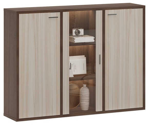 Тумба-витрина Домино СУ(ш3в1)+2ФГ+1ФС MER_SUsh3v1-2FG-1FS-SHK-shamoni-CH-karamel