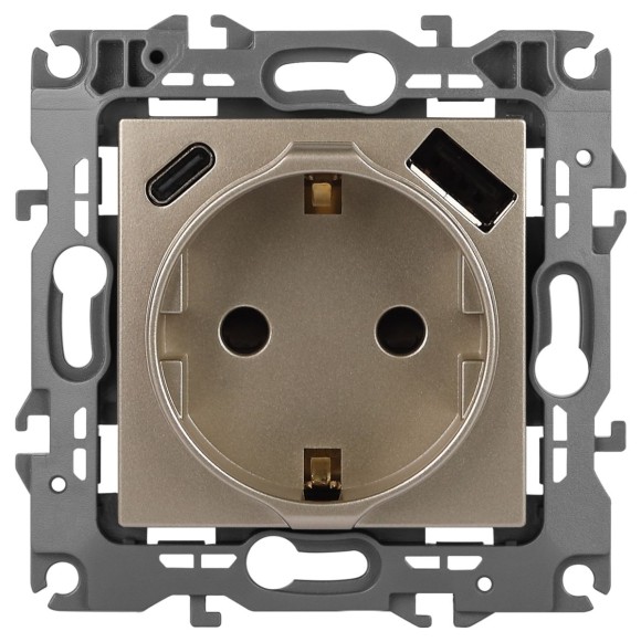 Розетка со шторками с USB type-A+C Эра 12-4108-04 Б0067727