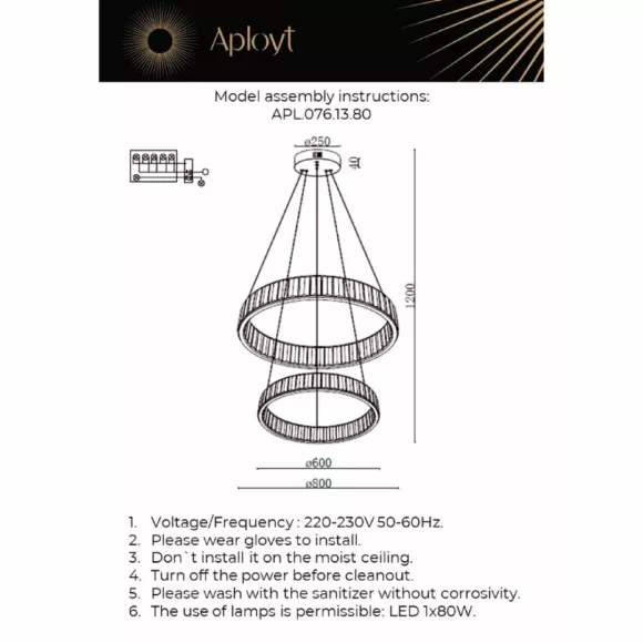 Подвесная люстра Aployt Oriann APL.076.13.80, Никель, Прозрачный, Нейтральный белый Подвесная люстра Aployt Oriann APL.076.13.80, Никель, Прозрачный, Нейтральный белый