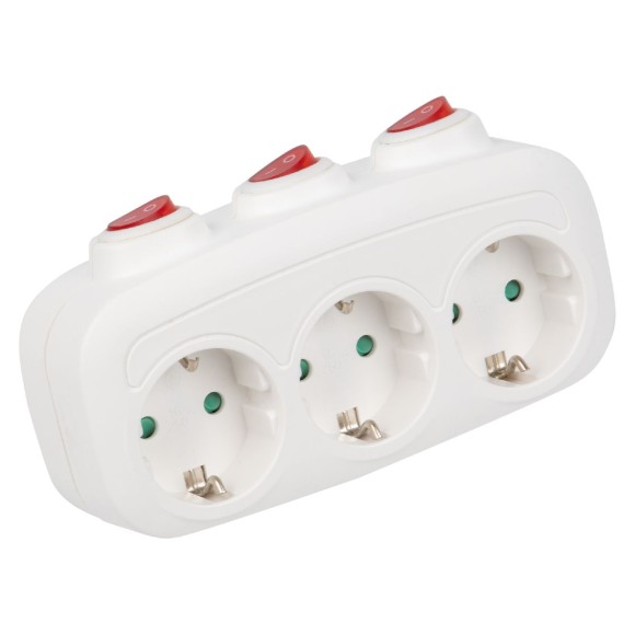 Разветвитель сетевой с выключателем Uniel S-GES3-16OB WHITE UL-00011239