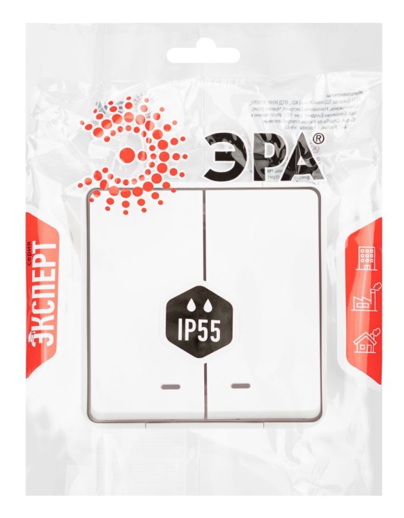 Выключатель двойной с подсветкой Эра Elegance Эксперт 11-1505-01 Б0063282