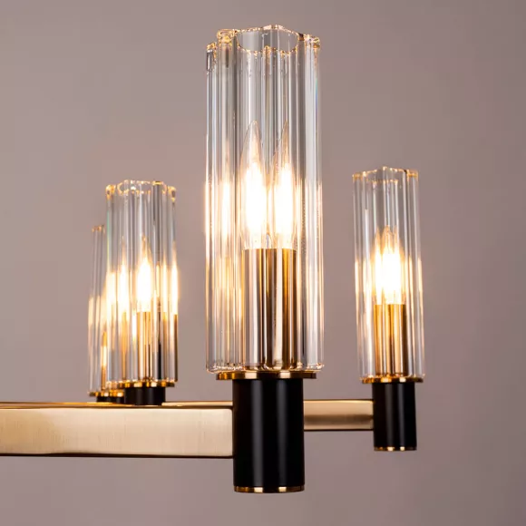 Люстра на штанге Divinare Barolo 2654/17 LM-9, Матовое золото, Прозрачный, Золото, крупный план