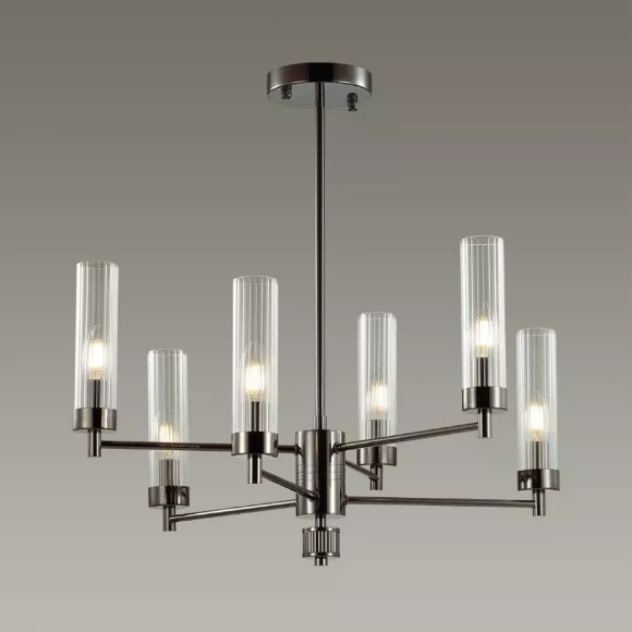 Люстра на штанге Lumion Kamilla 5275/6C, Черный, Прозрачный, Металл Люстра на штанге Lumion Kamilla 5275/6C, Черный, Прозрачный, Металл