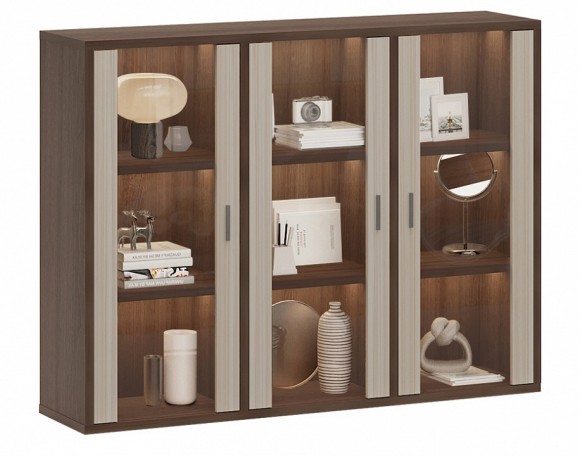 Тумба-витрина Домино СУ(ш3в1)+3ФС MER_SUsh3v1-3FS-SHK-shamoni-CH-karamel