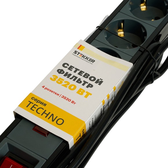 Сетевой фильтр 3-местный с/з Stekker Techno HM22-31-03 50154