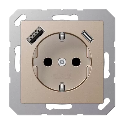 Розетка 2K+З USB Typ AC Jung A1520-15CACH