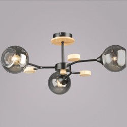 Люстра на штанге Reluce 06780-0.3-03 BK+WOOD