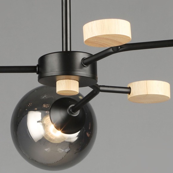Люстра на штанге Reluce 06780-0.3-03 BK+WOOD