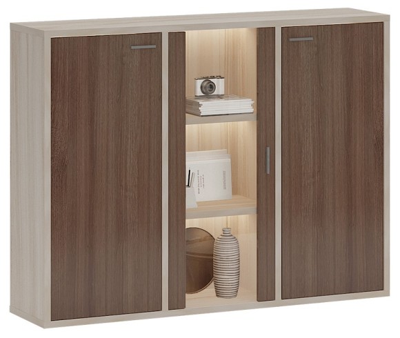 Тумба-витрина Домино СУ(ш3в1)+2ФГ+1ФС MER_SUsh3v1-2FG-1FS-KSH-karamel-shamoni-CH