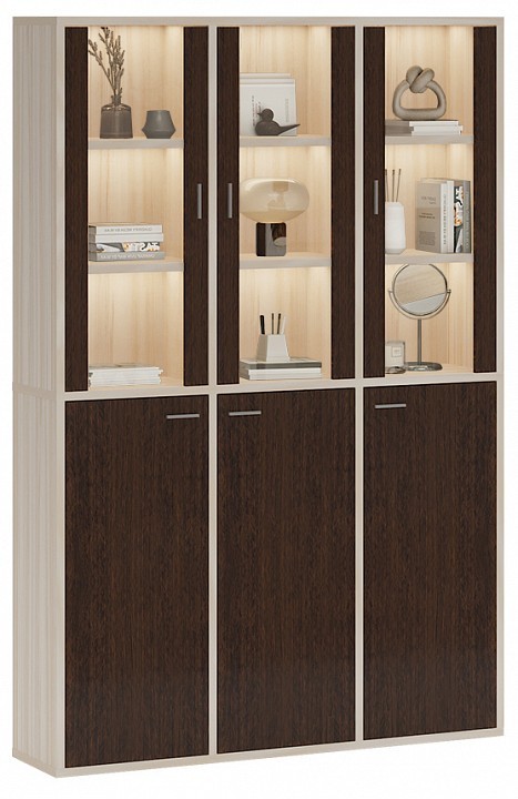 Шкаф-витрина Домино СУ(ш3в2)+3ФГ+3ФС MER_SUsh3v2-3FG-3FS-KV-karamel-venge