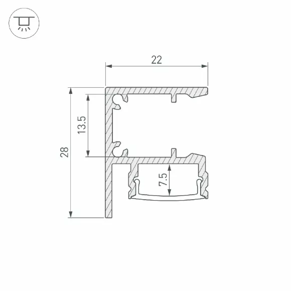 Алюминиевый профиль Arlight WALL-2228-2000 ANOD BLACK 050488 Алюминиевый профиль Arlight WALL-2228-2000 ANOD BLACK 050488