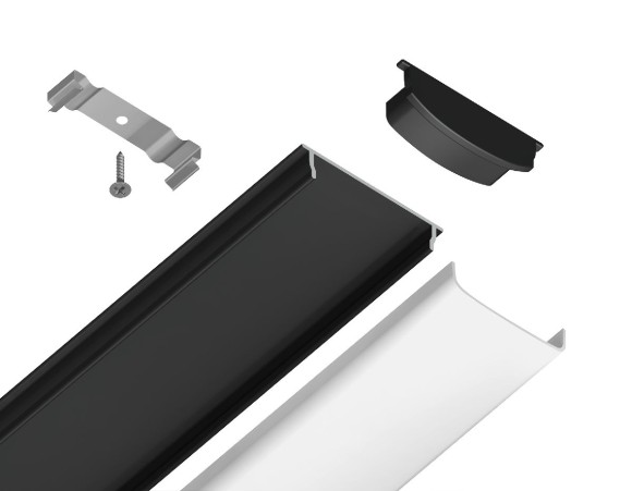 Алюминиевый накладной профиль Ambrella Light Alum Profile GP1600BK