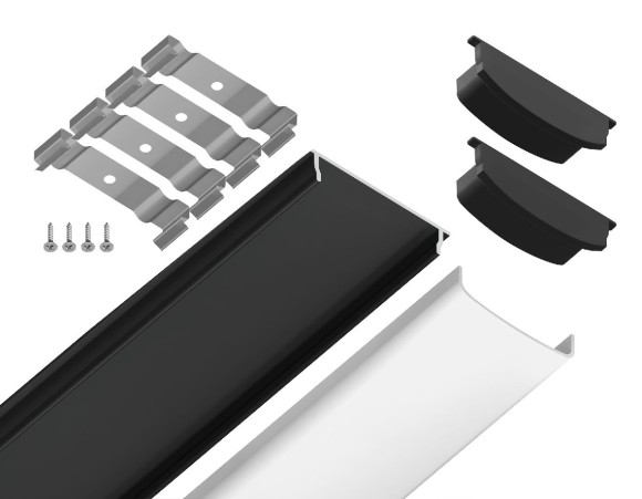 Алюминиевый накладной профиль Ambrella Light Alum Profile GP1600BK