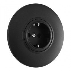 Розетка круглая с/з и шторками и рамкой Arte Milano SET08-1-40-1 black