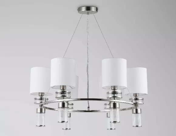 Подвесная люстра Ambrella Light High Light Classic LH71291, Никель, Белый, Металл Подвесная люстра Ambrella Light High Light Classic LH71291, Никель, Белый, Металл