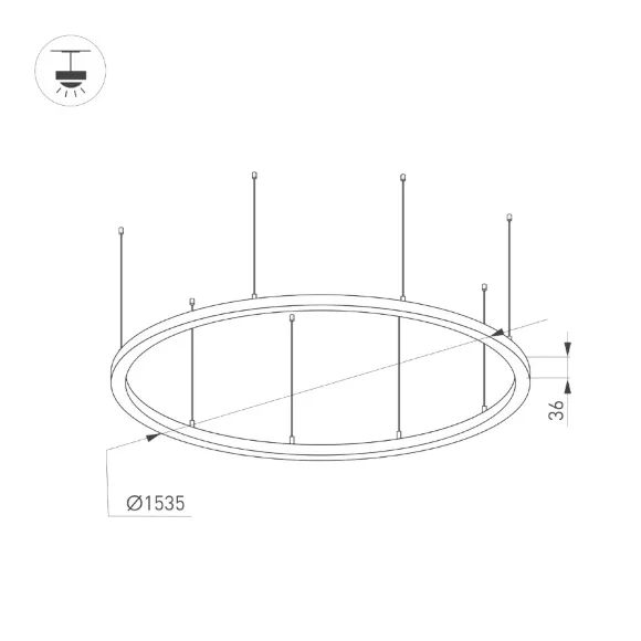 Подвесной светильник Arlight SP-Line-Hang-Arc-O3535-D1500-124W Day4000 034011(1), Черный, Нейтральный белый, Металл