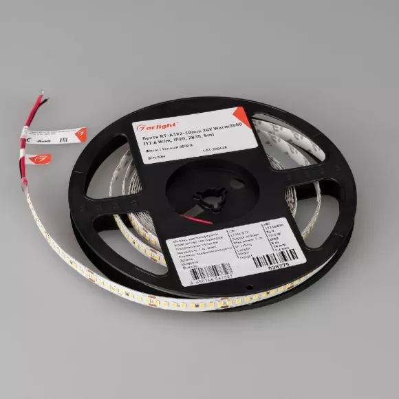 Светодиодная лента Arlight RT-A192-10mm 24V Warm3000 17.6 W/m, IP20, 2835, 5m 038775 Светодиодная лента Arlight RT-A192-10mm 24V Warm3000 17.6 W/m, IP20, 2835, 5m 038775