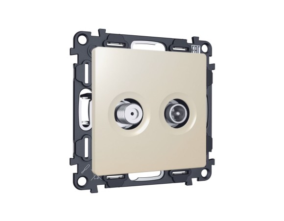 Комплект механизма розетки TV оконечной + SAT 5-862MHz 3.5dB/950-2150MHz 3.5dB Alfa Бежевый матовый Quant Ambrella Volt MA333310 (AP3333, VM217)