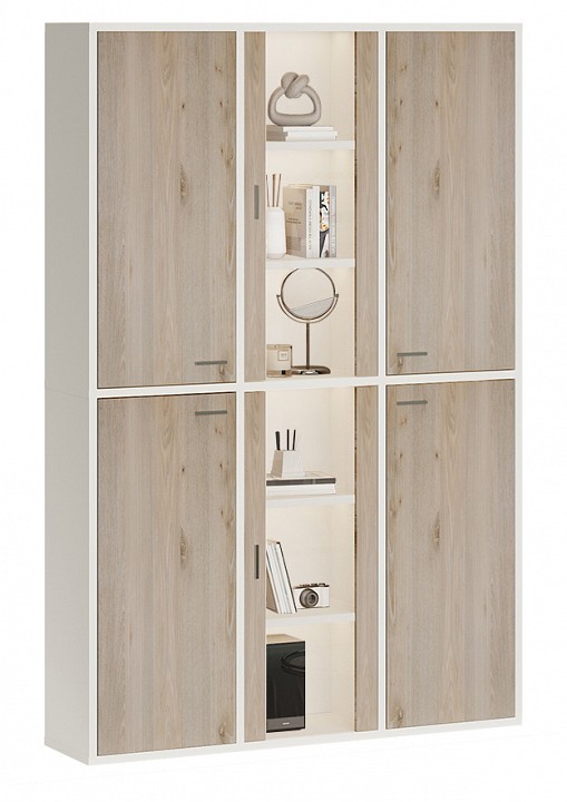 Шкаф-витрина Домино СУ(ш3в2)+4ФГ+2ФС MER_SUsh3v2-4FG-2FS-BEN-belyj-nelson