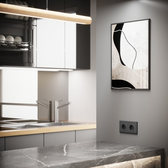 Розетка с заземлением и шторками Werkel графит W1171164 4690389194412 a063104