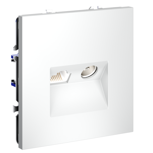 Розетка телевизионная встраиваемая Voltum S70 TV+RJ45 кат. 6, (белый матовый) VLS060702