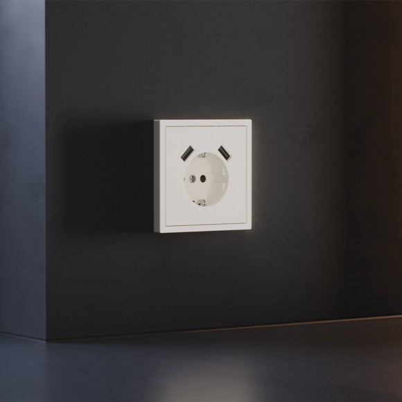 Накладка для розетки с заземлением и защитными шторками, с USB A+A Voltum S70 (хлопок) VLS000913