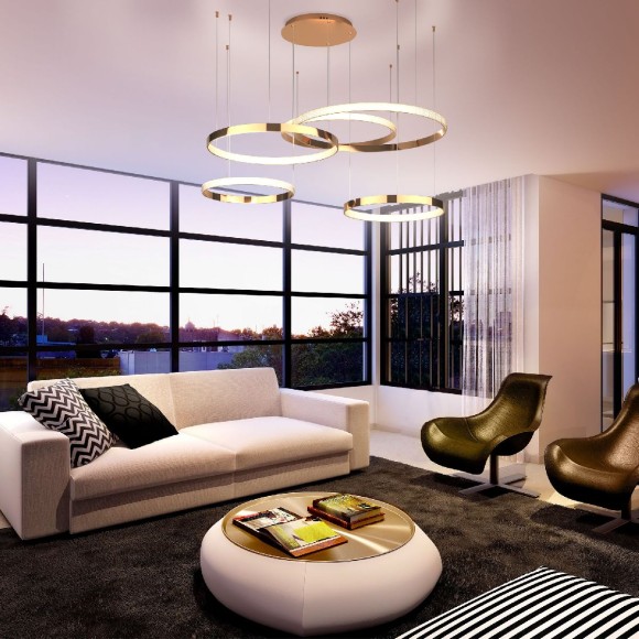 Подвесная светодиодная люстра с пультом управления Eurosvet POSH 90175/5 медный