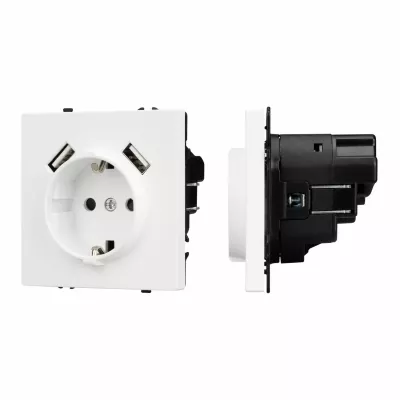 Розетка зк со шторками с USB тип А+А софт-тач белый кварц Arlight SCT-MUAA-SFPL-WH (250V, 16A) 054288(1)