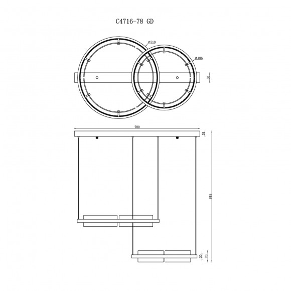 Подвесная светодиодная люстра с пультом управления iLedex Meridian C4716-78 GD