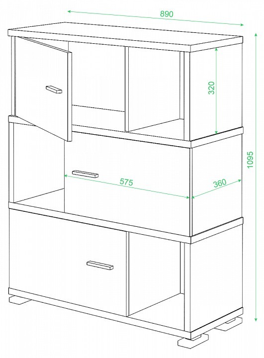 Тумба комбинированная СБ-30/3 MER_SB-30-3_SHK