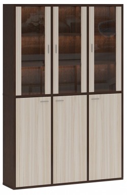 Шкаф-витрина Домино СУ(ш3в2)+3ФГ+3ФС MER_SUsh3v2-3FG-3FS-VK-venge-karamel