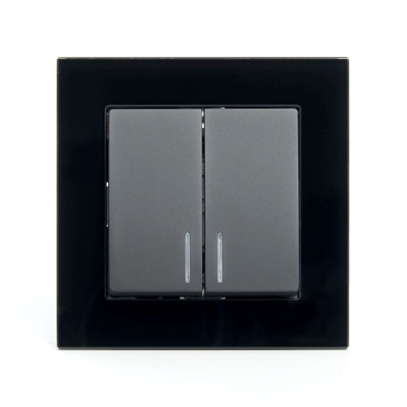 Выключатель 2-клавишный c индикатором Stekker Катрин 39504