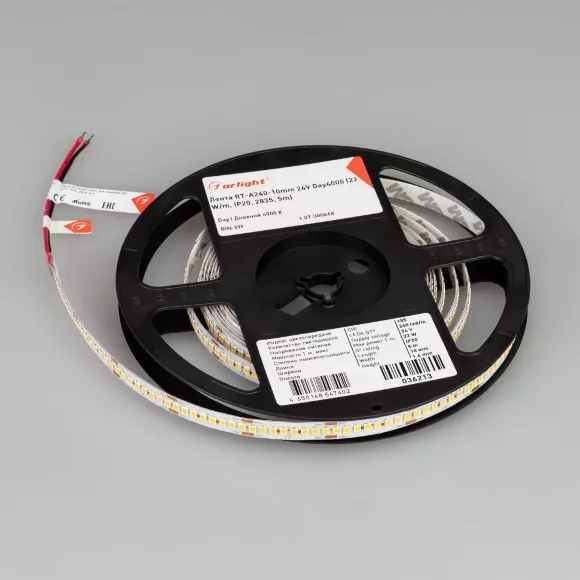 Светодиодная лента Arlight RT-A240-10mm 24V Day4000 (22 W/m, IP20, 2835, 5m) 036213