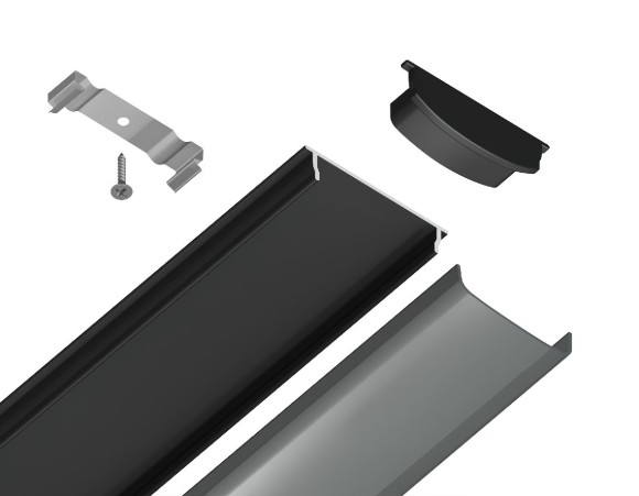 Алюминиевый накладной профиль Ambrella Light Alum Profile GP1600BK/BK