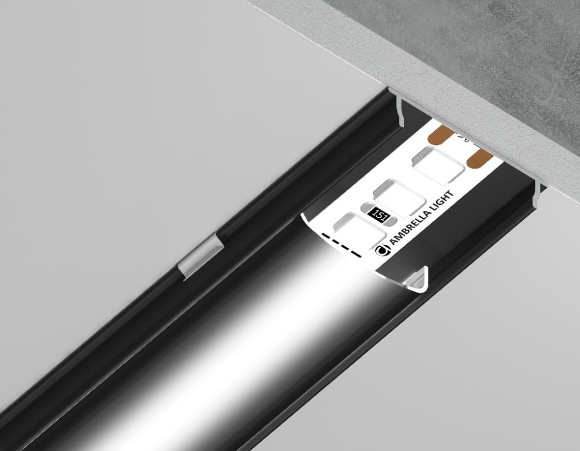 Алюминиевый накладной профиль Ambrella Light Alum Profile GP1600BK/BK
