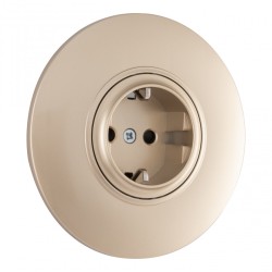 Розетка круглая с/з и шторками и рамкой Arte Milano SET08-1-40-1 shampan